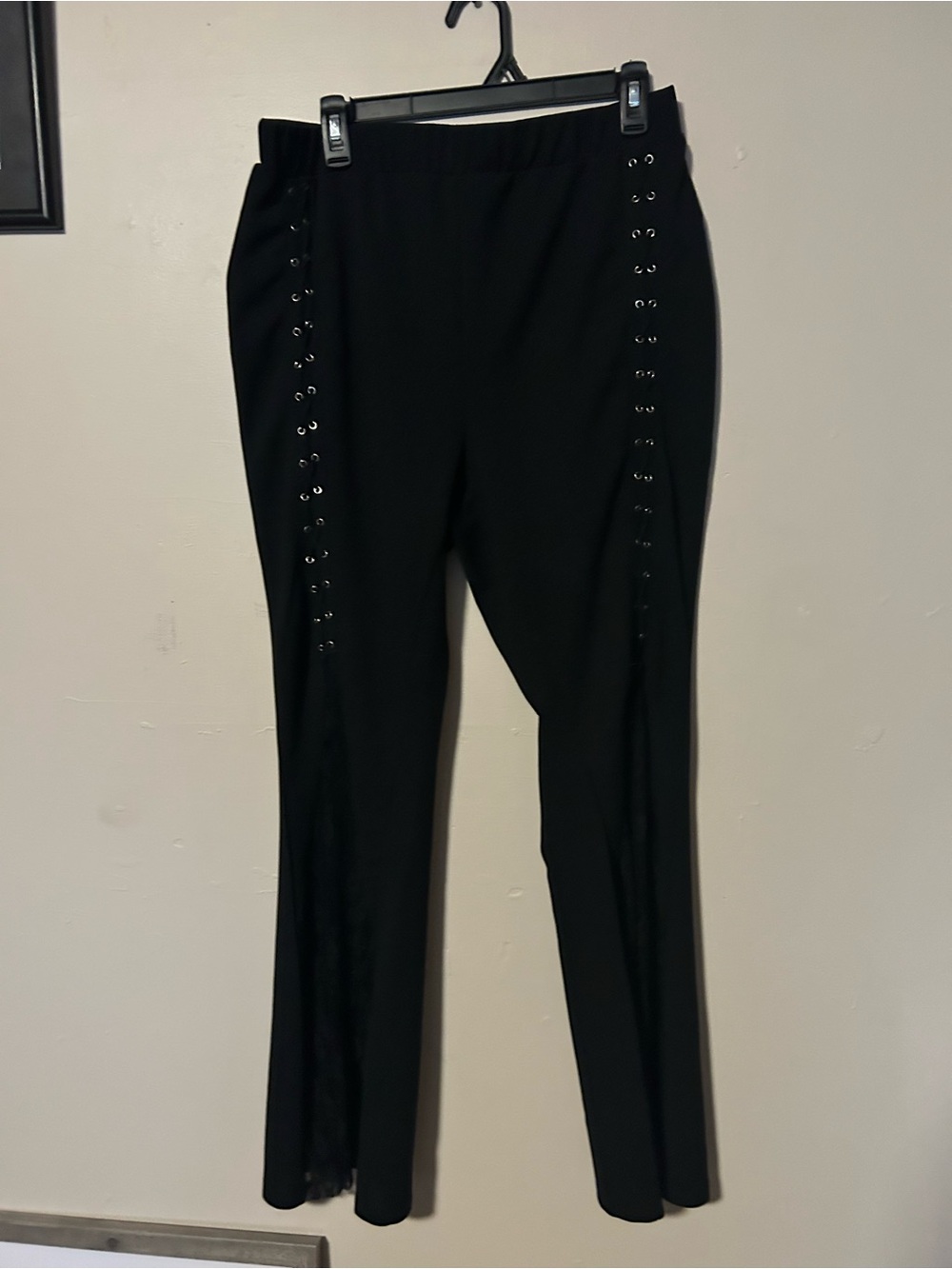 SHEIN Black Skinny Lace-Up Detail Ponte Pants